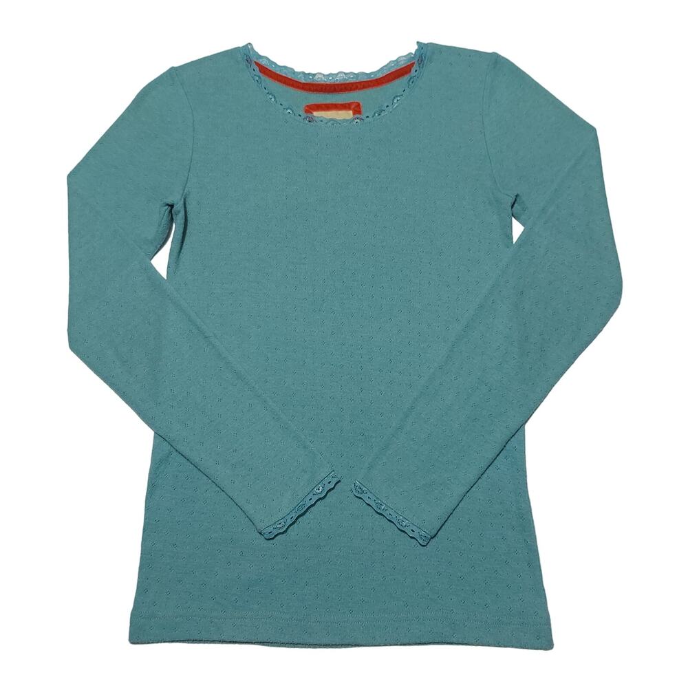 Mini Boden long-sleeved solid pointelle knit top